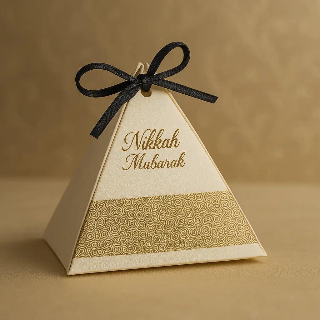 Elegant Nikah Mubarak Pyramid Favor Box (100 pieces) Inam Box Center