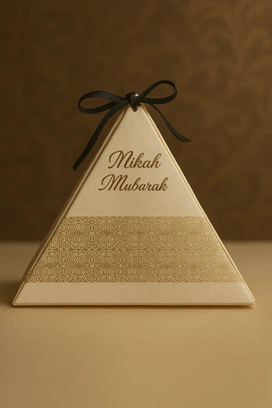 Elegant Nikah Mubarak Pyramid Favor Box (100 pieces) Inam Box Center
